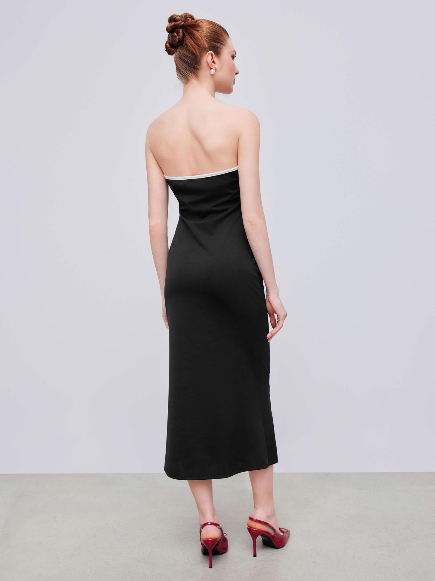 Strapless Tude Bodycon Midi Tie Knotted Cocktail Party Summer Dress