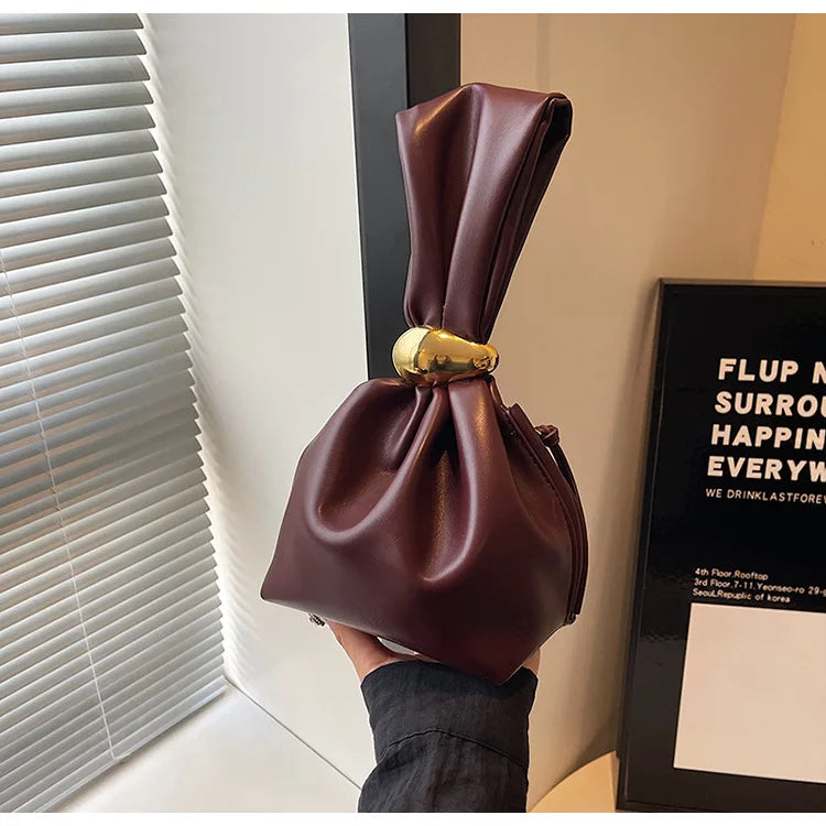 Mini PU Leather Underarm Pleated cloud bag