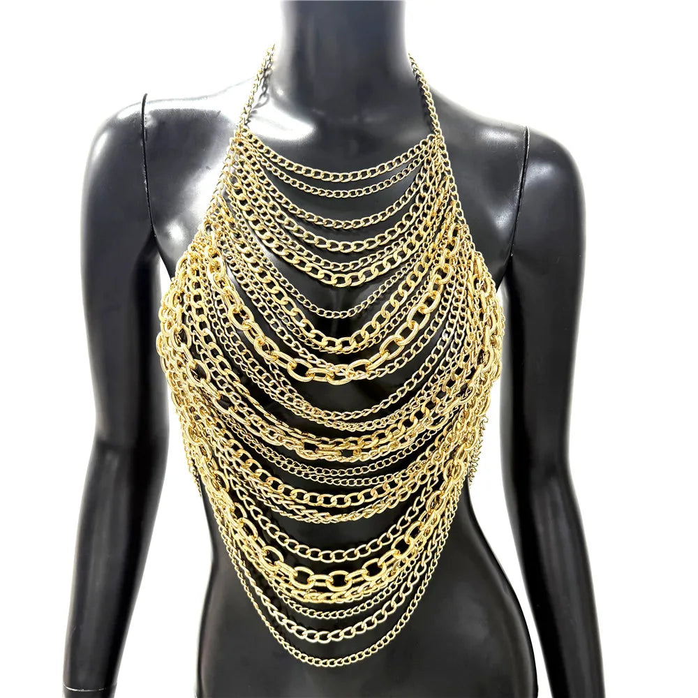Chic Metal Chain Tassel Design Tank Top