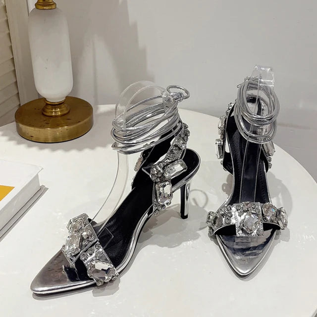 Sexy Ankle Strap Gold Sandals