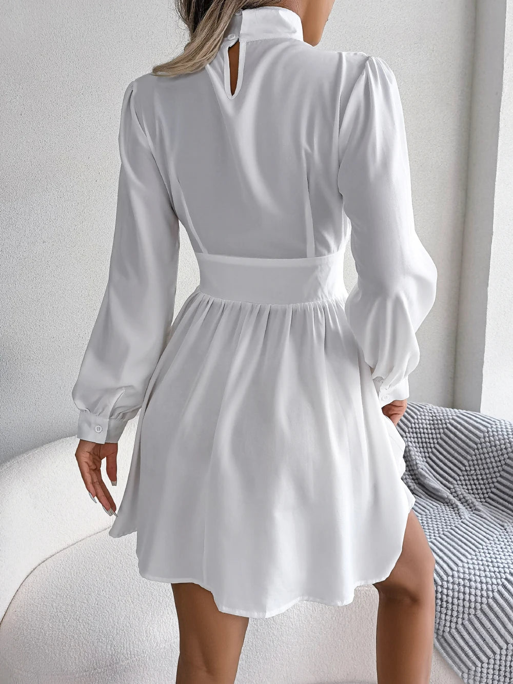 Women Autumn Casual Hollow Out Long Sleeve A Line Dress