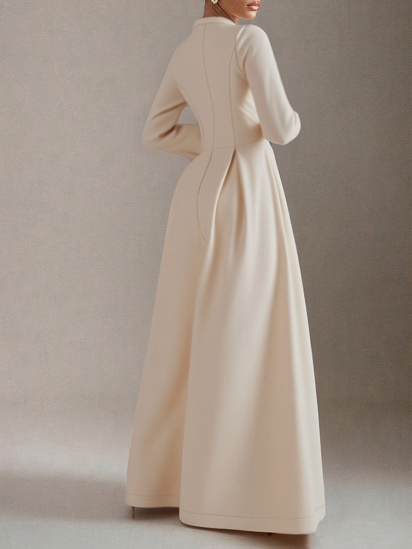 Women's Elegant Slim-Fit Jumpsuit - V-Neck Long Sleeve Wide-Leg Pantsuit