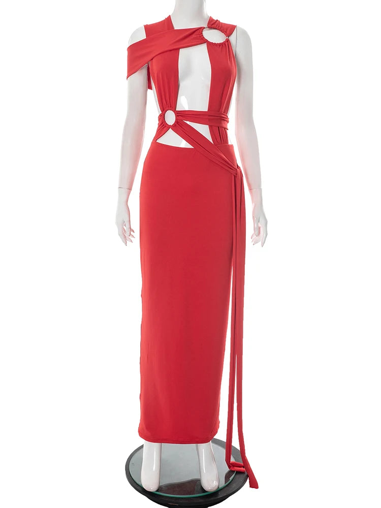 Weird Puss Hollow Cross Bandage Dress