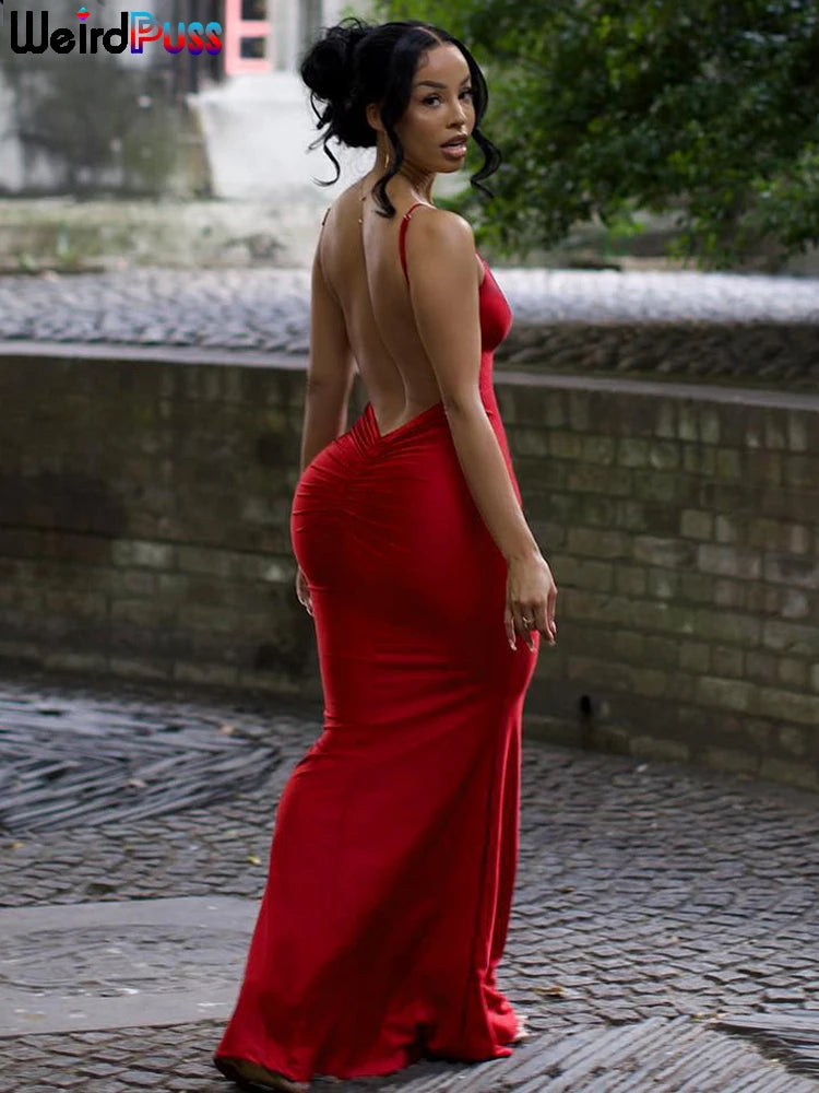 Sexy Backless Women Evening Maxi Dress