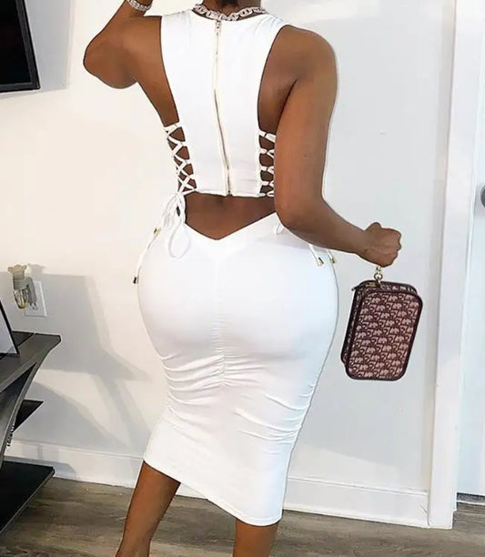 Sexy Cut Out Lace-Up Dress